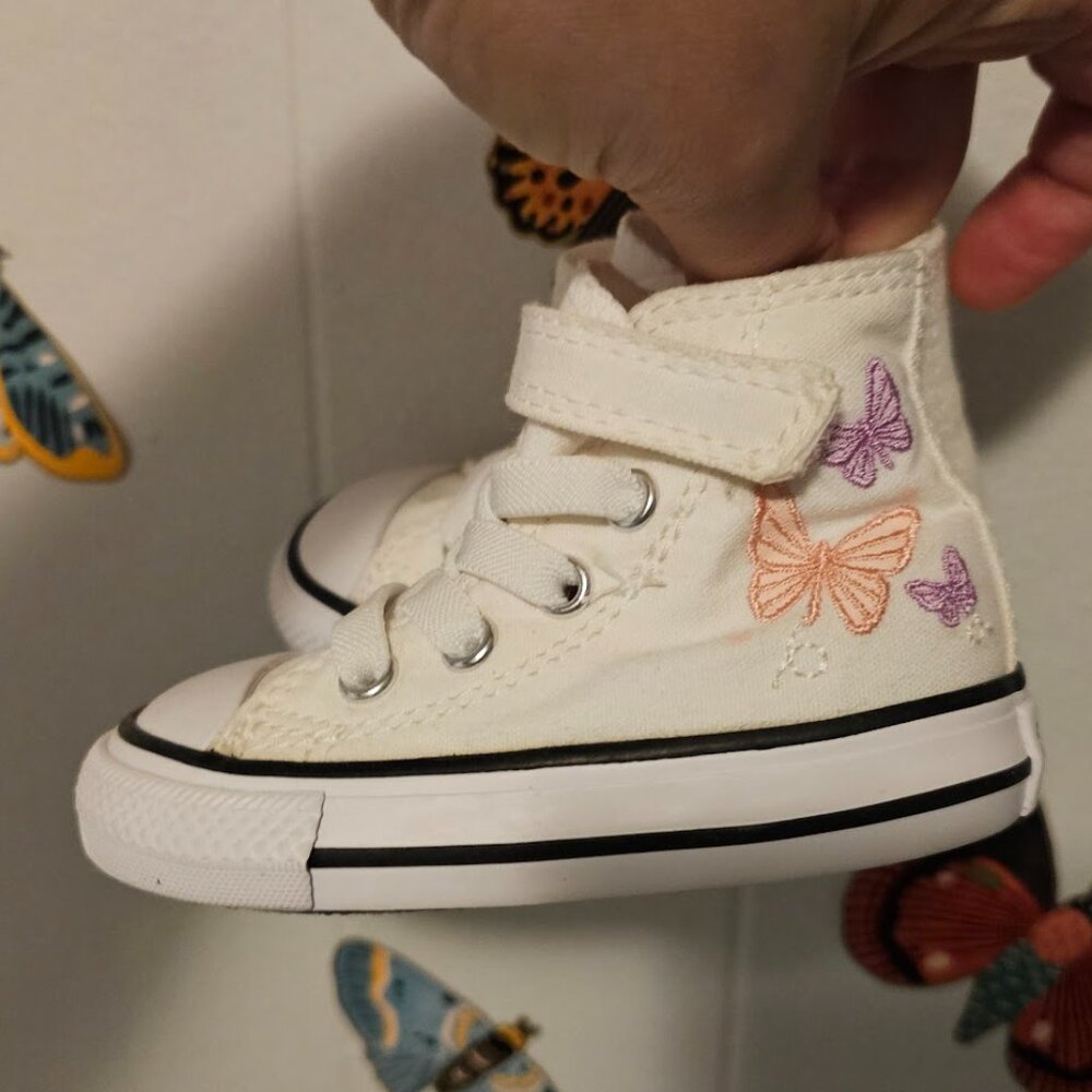 Butterfly Embroidered Converse High-tops- Toddler size 4t